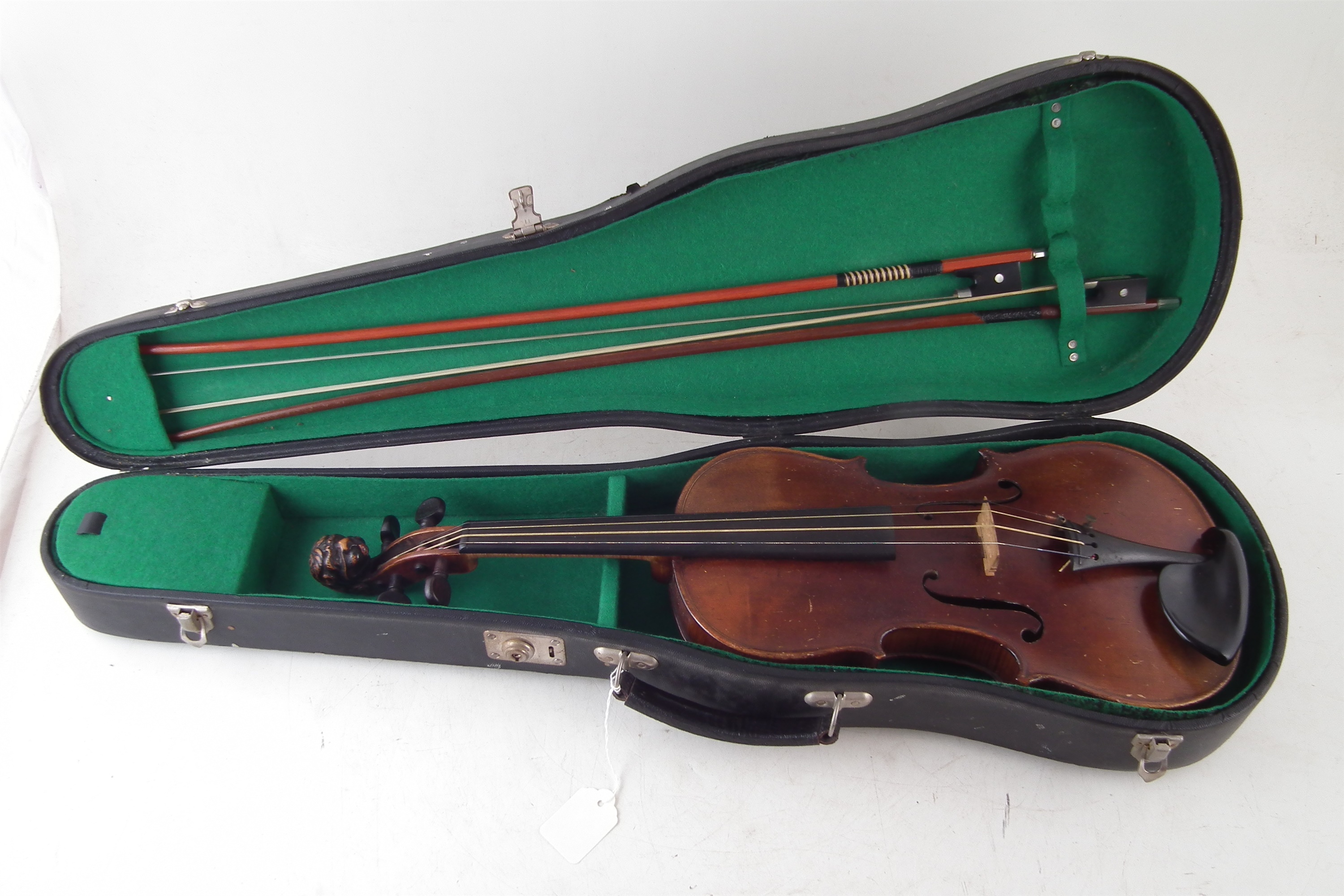 German violin with lion head scroll and case - Image 9 of 10