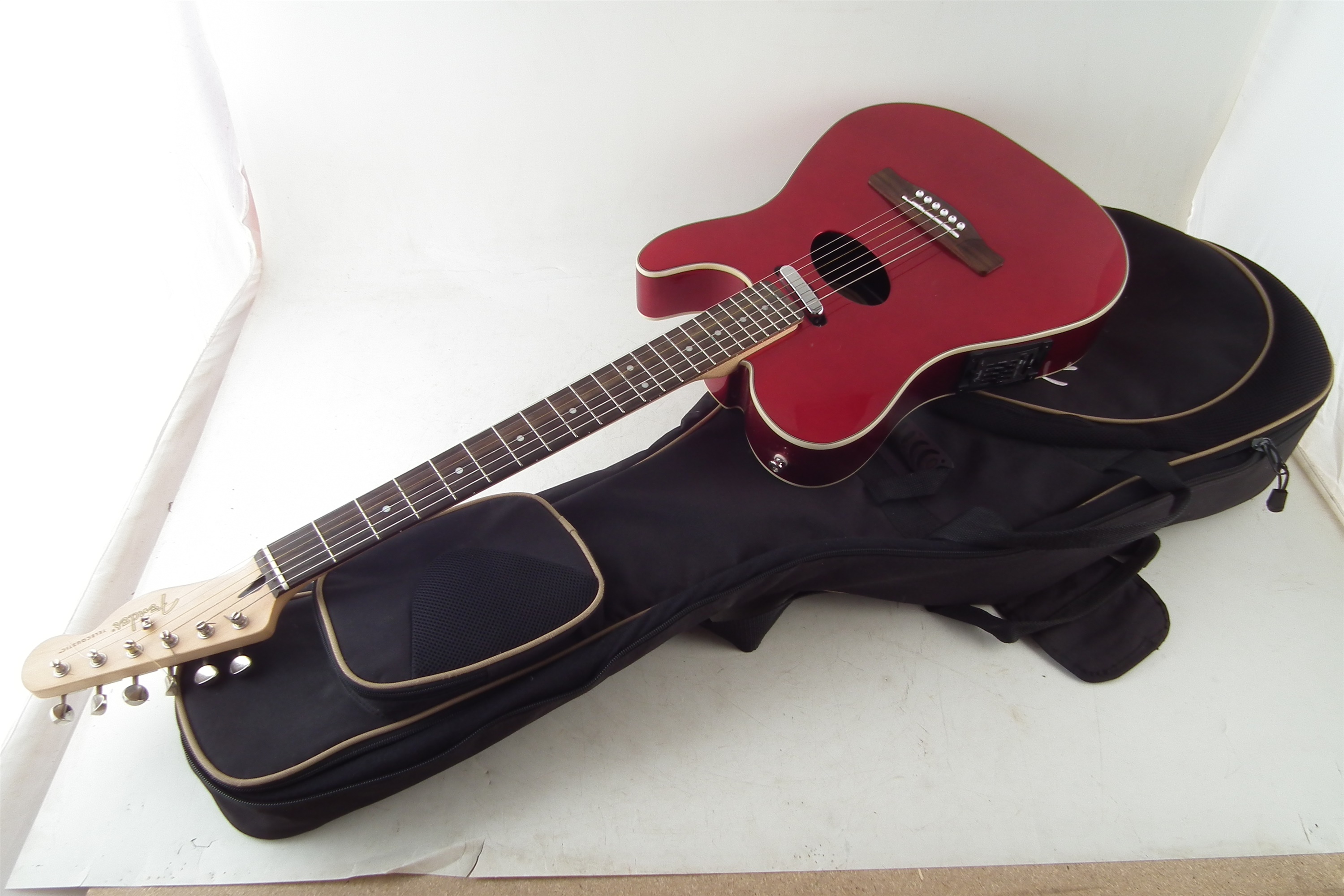 Fender Telecoustic electric acoustic guitar with soft case - Image 9 of 9