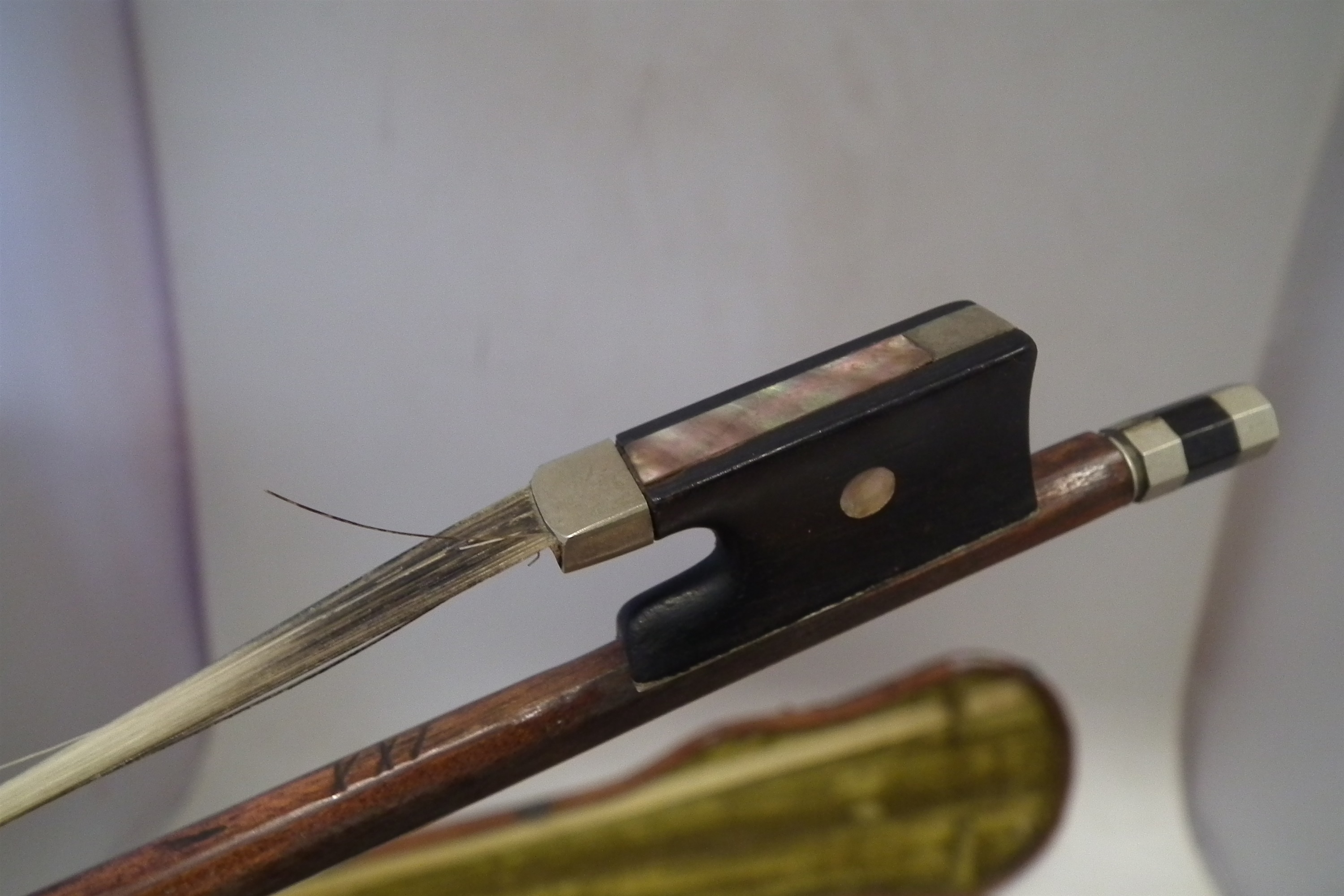 German violin with three bows and a case - Image 19 of 20