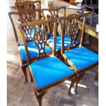 Five Chippendale style mahogany dining chairs with splat-back on cabriole legs. Condition reports
