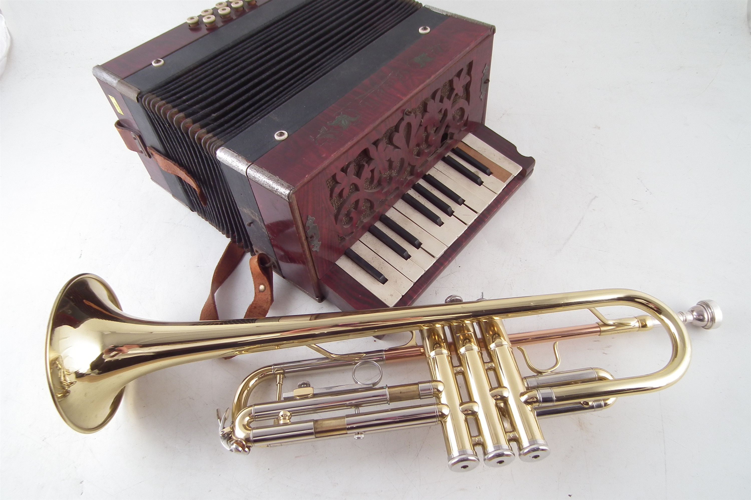 Odyssey trumpet in case and Rosetti piano accordion. - Image 5 of 6