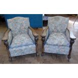 Pair of 20th century oak armchairs. Condition reports are not available for our Interiors Sales