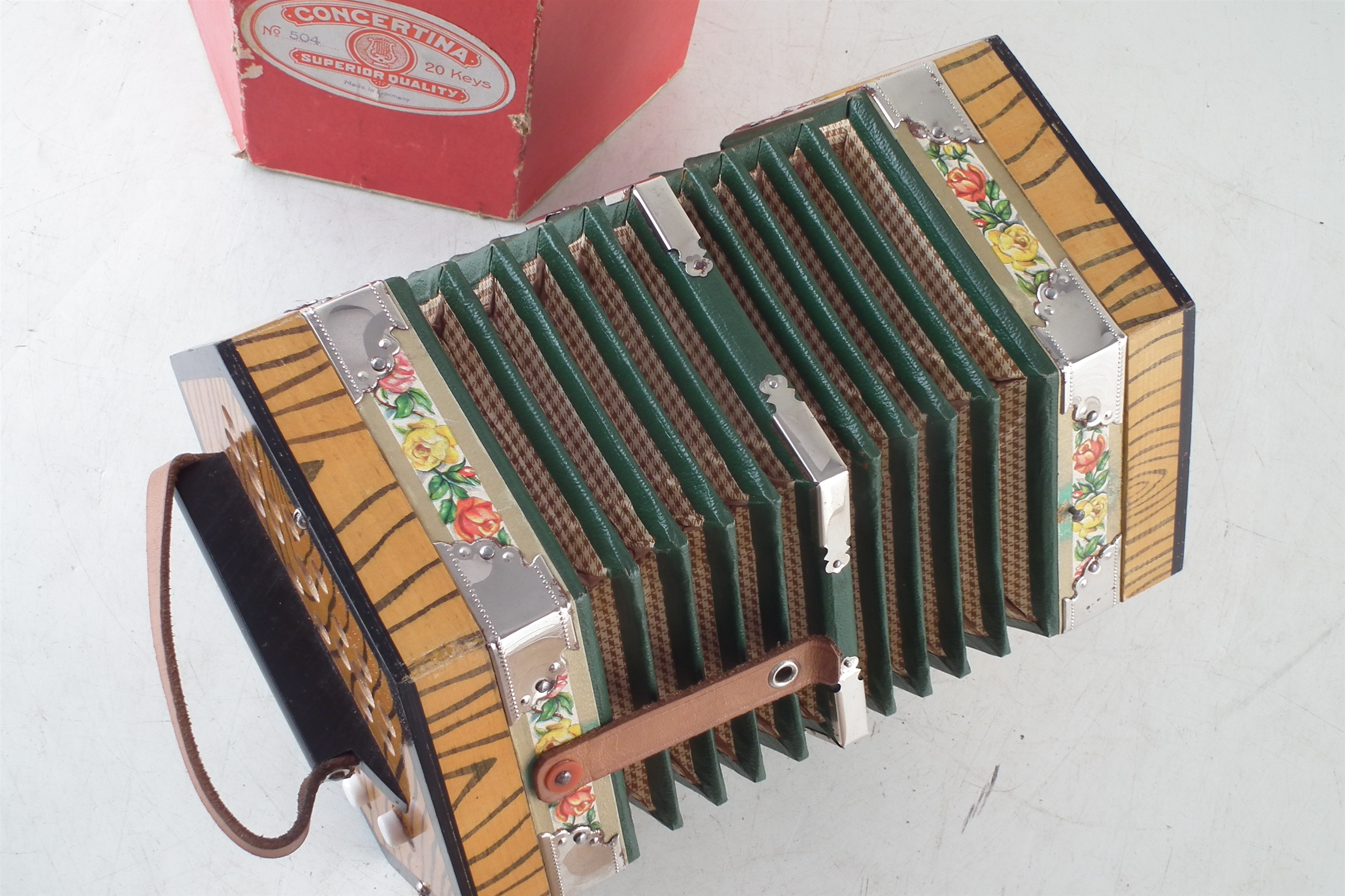 Geman twenty key concertina with card case - Image 3 of 4