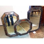 Three early 20th century oak frame wall mirrors Condition reports are not available for our