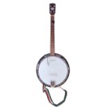 John Grey four string banjo with case
