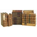 9 volumes, The Works of Alexander Pope (1766) and miscellaneous other leather bound books