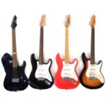 Four electric guitars