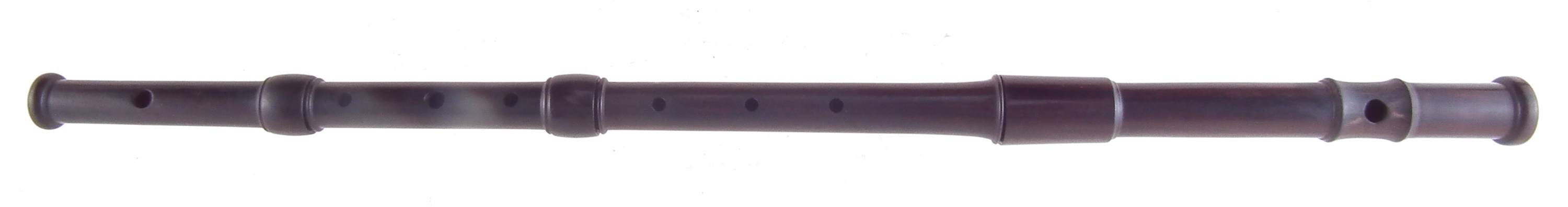 Wood flute in case