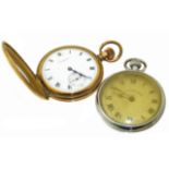 Two pocket watches, to include a gold plated Thos. Russell & Sons half hunter pocket watch, together