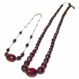 A cherry amber style necklace, and one other, gross weight 48.7g. Condition reports are not