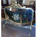 Edwardian fire screen brass frame with bowed cut glass panel. Condition reports are not available