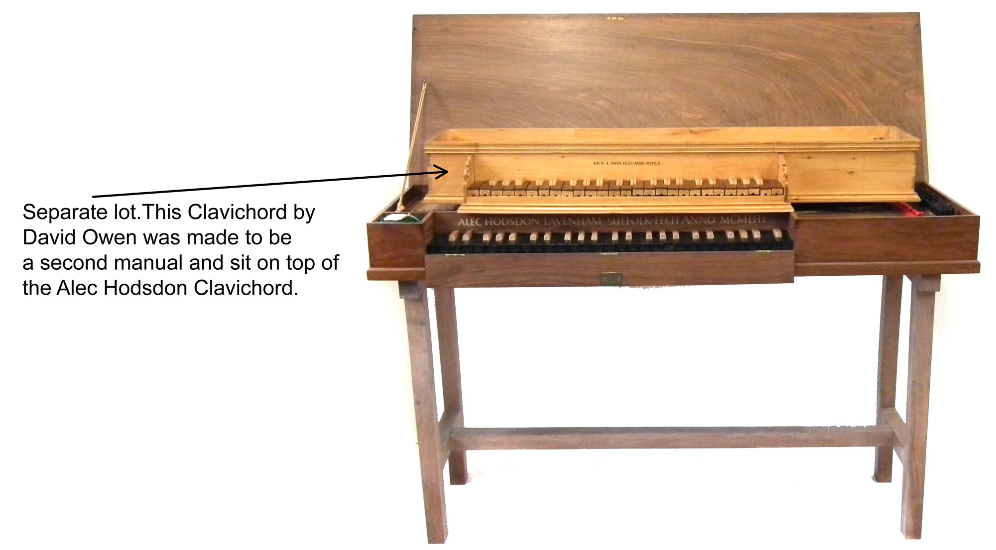 Modern unfretted Clavichord by Alec Hodsdon 1953, - Image 9 of 11