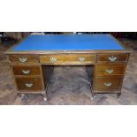 Mahogany twin-pedestal office desk. Condition reports are not available for our Interiors Sales