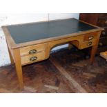 Oak office desk with brass scoop handle 152x83cm. Condition reports are not available for our