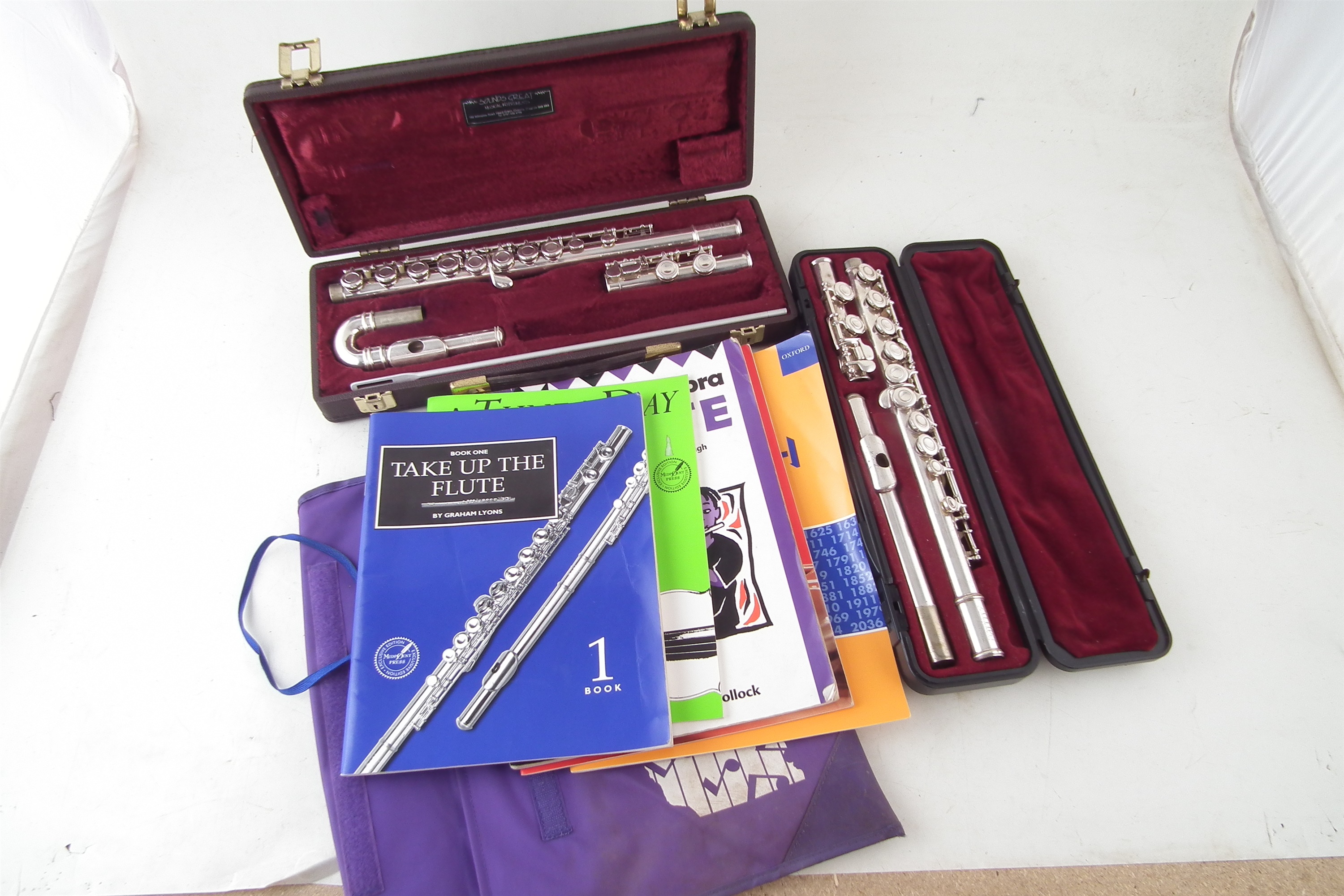 Artley Flute, Buffet curved head flute and a collection of music - Image 7 of 8