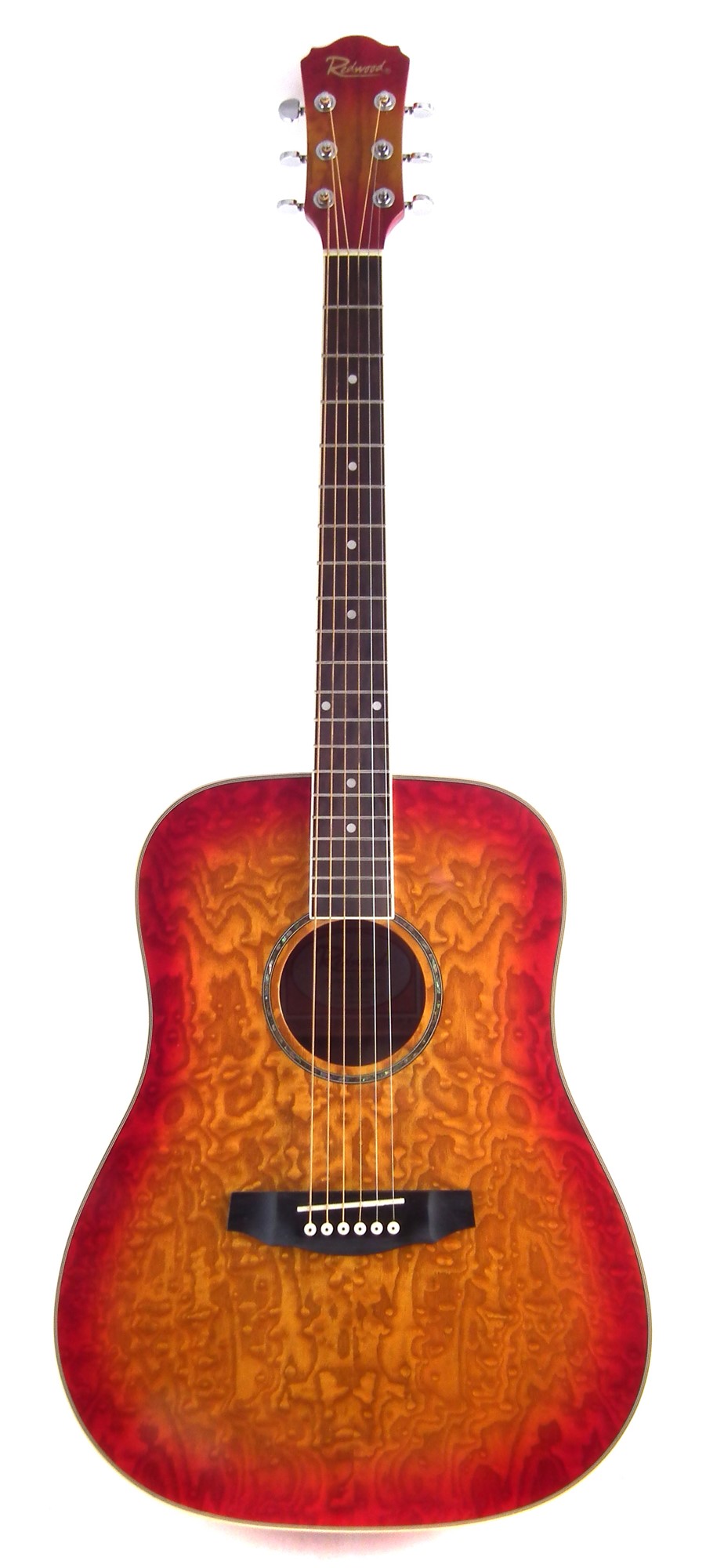 Redwood steel string acoustic guitar with soft case