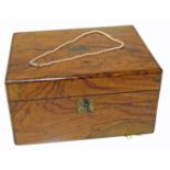 Victorian walnut jewellery box and set of small cultured pearls Condition reports are not