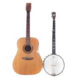 Barnes Mullins five string banjo together with a Italian Model KD-28 guitar