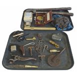 Collection of items, to including tail docking cutters, postage scales, pipe knives, rulers and