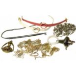 Selection of 9ct gold and yellow metal chains etc. Condition reports are not available for our