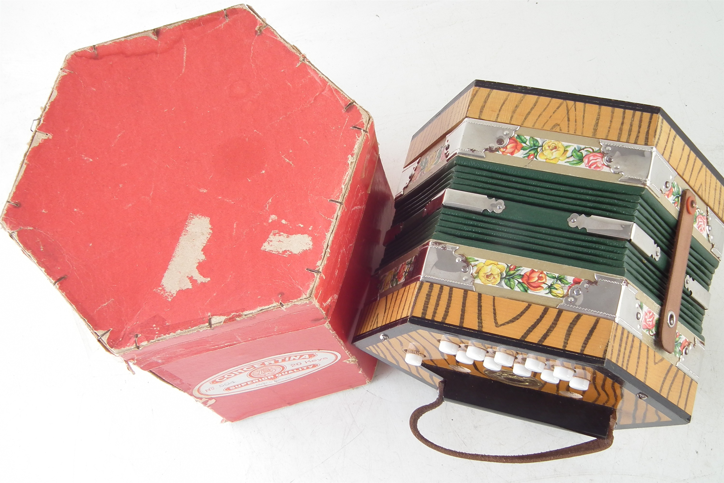 Geman twenty key concertina with card case - Image 2 of 4