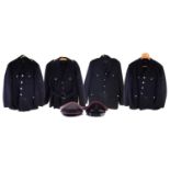 Four Police jackets, marked C52, 44R, 16, one jacket with matching set of trousers, also two Army