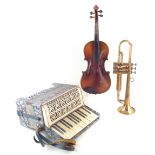 Violin, trumpet and accordion.