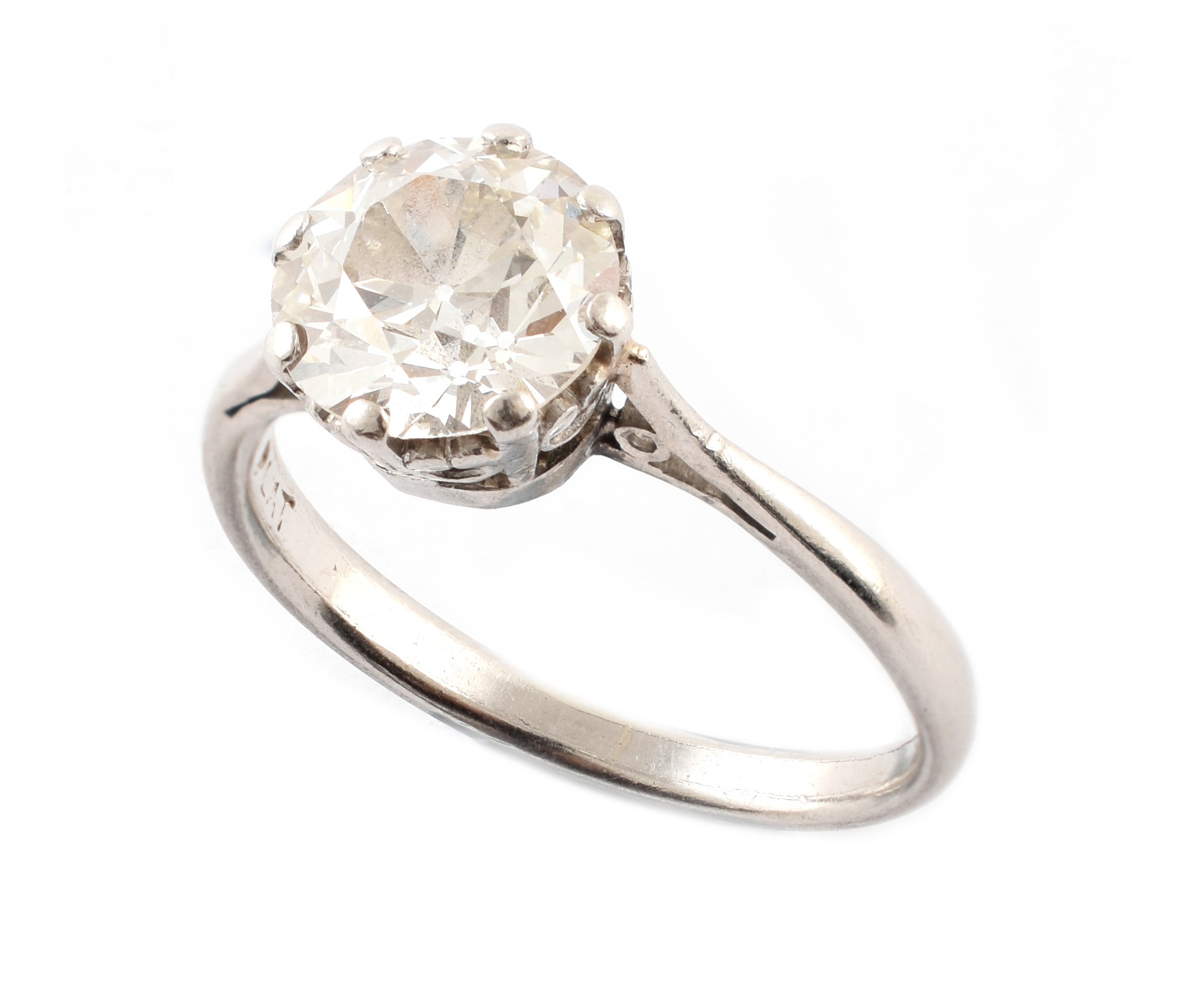 Diamond solitaire platinum ring.