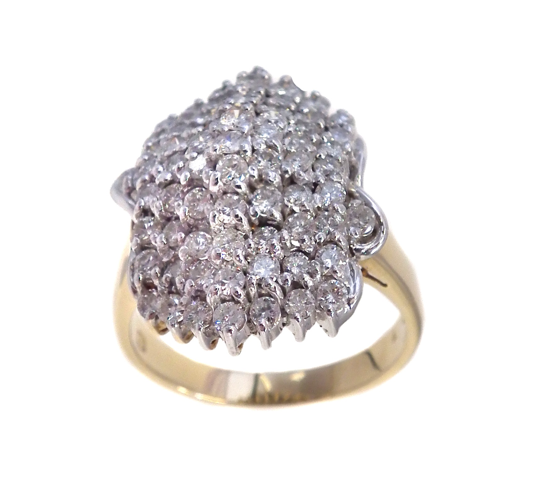 A diamond fancy cluster 18ct gold ring.