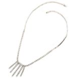 Diamond tassel drop 18ct white gold necklace