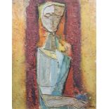 Tadeusz Was, Figure, oil on board.