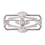 A French platinum diamond brooch,