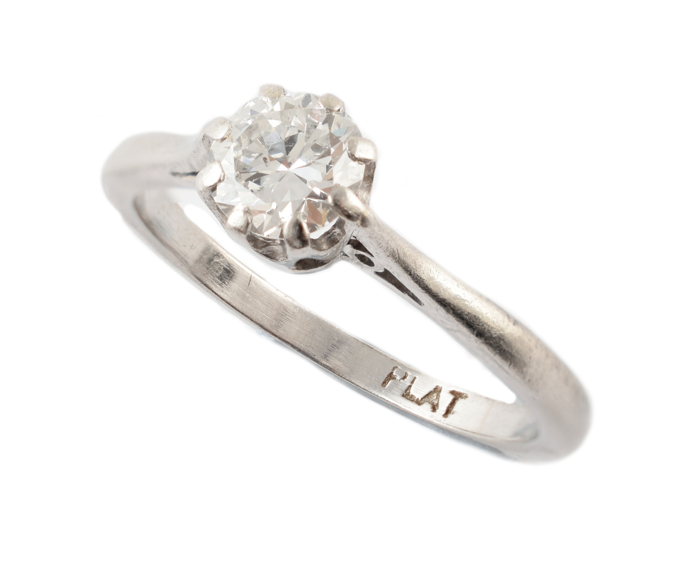 A diamond solitaire platinum ring,