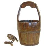 Wooden pail and a taxidermy crow Condition reports are not available for Interiors sales.