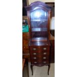 Edwardian mahogany display cabinet on a chest of four drawers Condition reports are not available