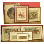 Two Cecil Aldin coloured prints and various other hunting prints Condition reports are not available