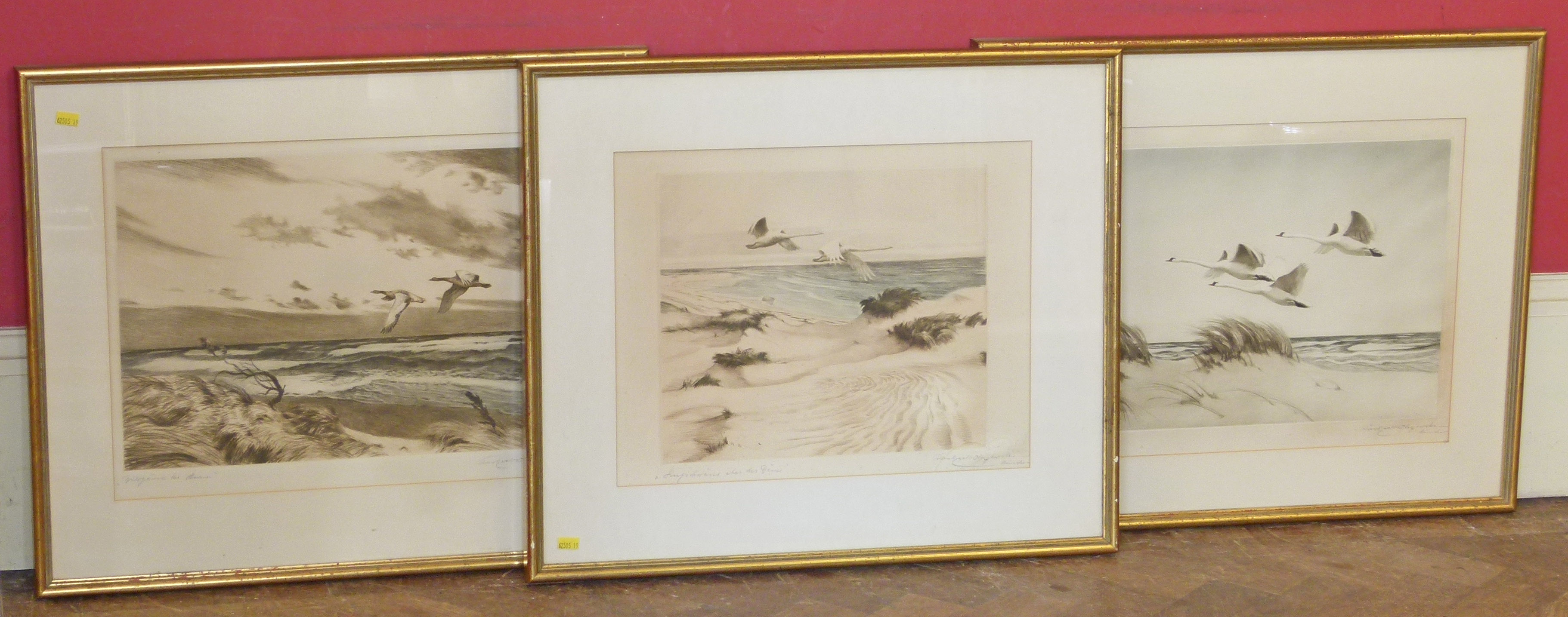 After Franz Hanfstaenel three framed etchings. Condition reports are not available for Interiors