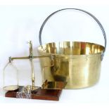 Brass jam kettle (37cm diameter) and set of Degrave & Co. (London) G.P.O. scale Condition reports
