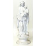 Parian figure of Madonna and Christ with separate base Condition reports are not available for
