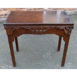 19th century mahogany fold over games table with green beige top Condition reports are not available