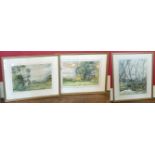 Three framed watercolours of rural scenes signed (J. Thornton CH). Condition reports are not