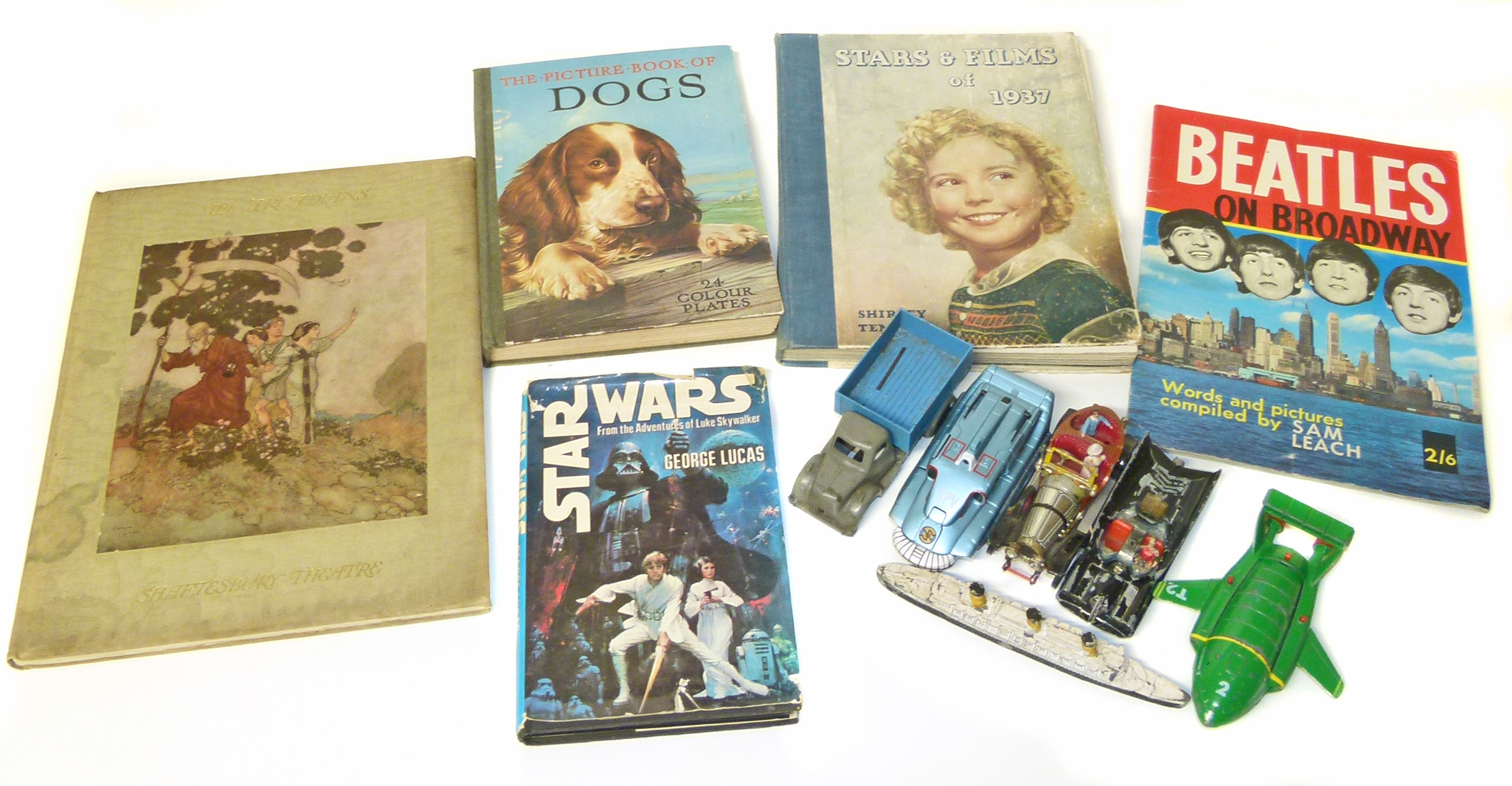 Star Wars (1978) book, Beatler on Broadway brochure, 1937, Shirley Temple book, Shaftesbury