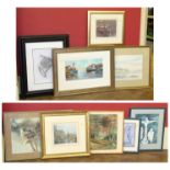 A collection of framed artworks to include original paintings and drawings by Penny Warden and