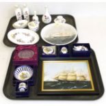 Wedgwood clipper ship hurricane plate, Dreadnought plaque, a collection of Hathaway rose and