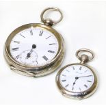 Birmingham silver ladies pocket watch and 935 silver gents pocket watch Condition reports are not