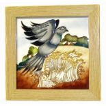 Moorcroft Emma Bossons framed plaque 47 / 75, Cher Ami pattern, first quality. Condition reports are