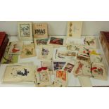 A quantity of early and mid 20th century Christmas cards, mainly printed but some drawn plus one G.