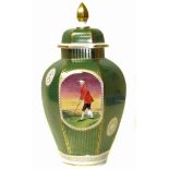 Spode Hand Painted Golf Series Edinburgh Golfers hexagonal vase number 22 /250 Condition reports are