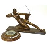 Art Deco plaster archer and aneroid barometer Condition reports are not available for Interiors