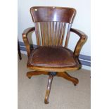 20th century mahogany office swivel chair Condition reports are not available for Interiors sales.